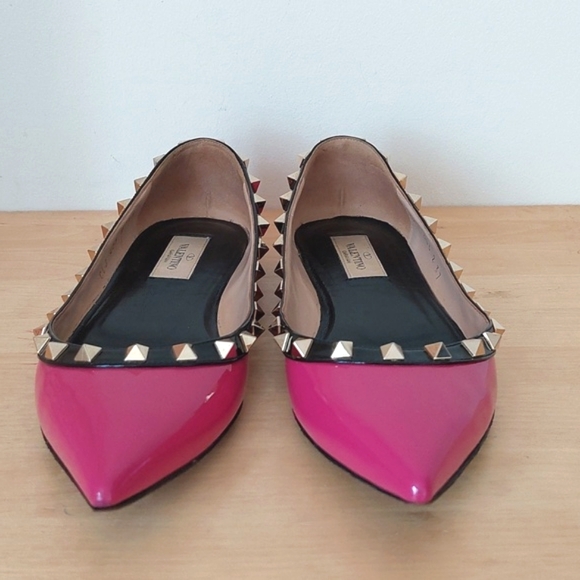 Valentino garavani rcokstud flats in Royal Fuchsia - Picture 3 of 12